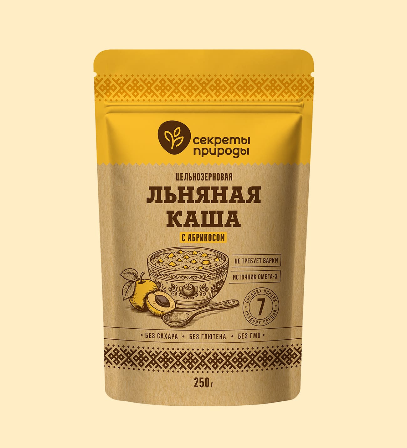 Льняная каша цельнозерновая с абрикосом