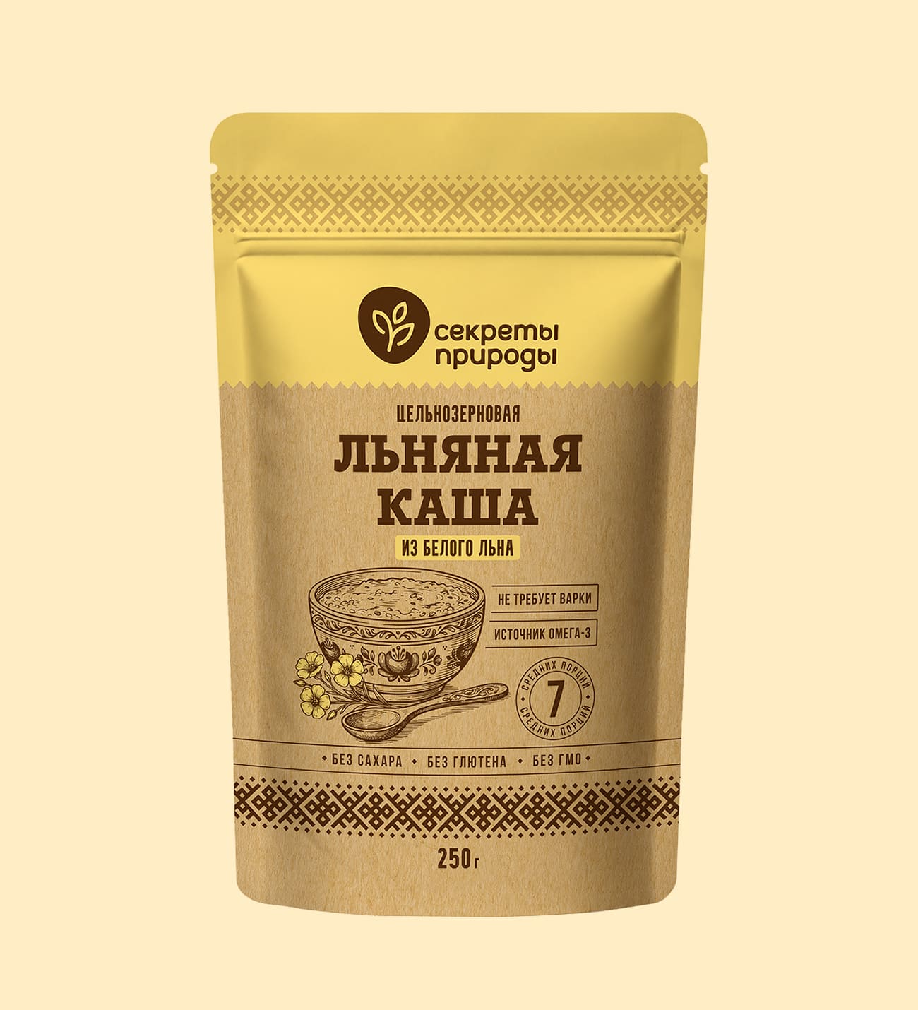 Льняная каша цельнозерновая из белого льна