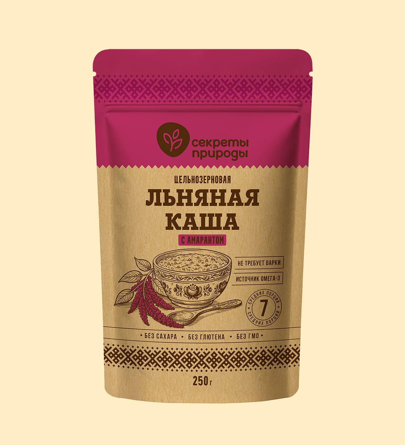 Льняная каша цельнозерновая с амарантом