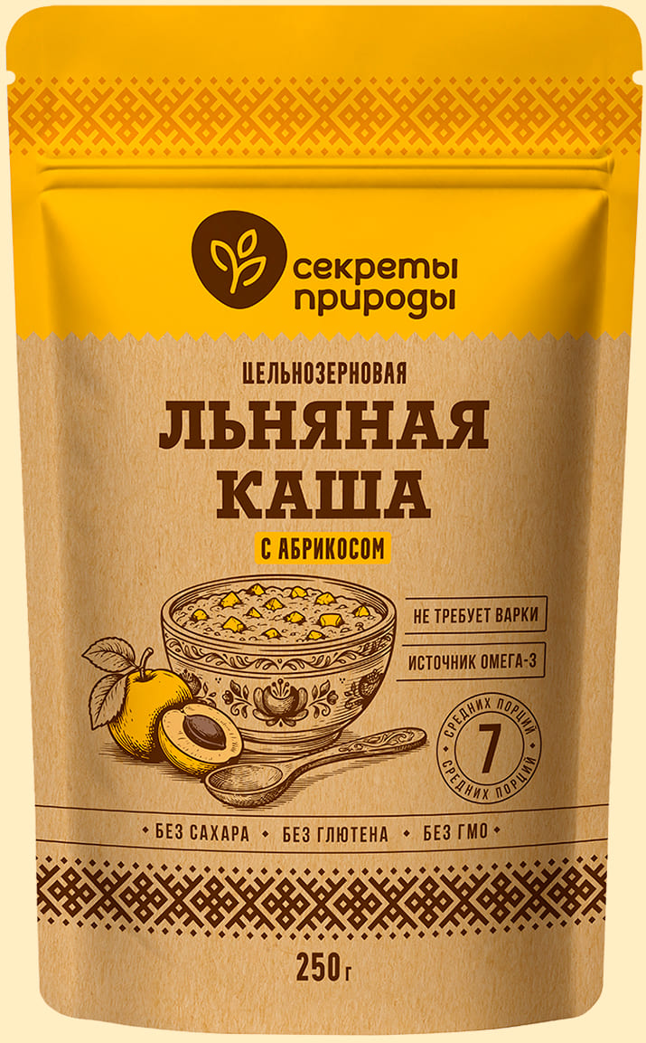 Льняная каша цельнозерновая с абрикосом