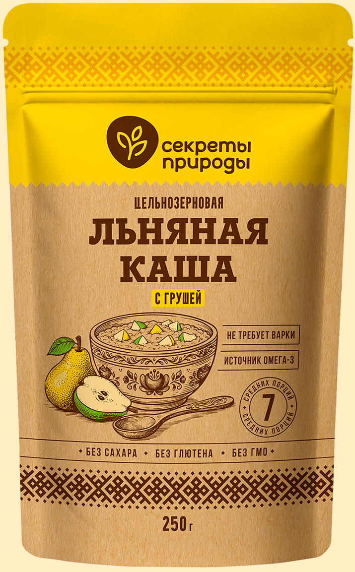 Льняная каша цельнозерновая с грушей
