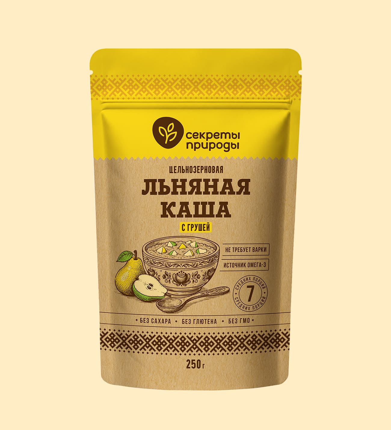 Льняная каша цельнозерновая с грушей